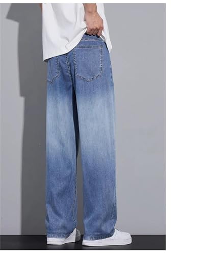Men's Gradient Jeans Summer Smooth Loose Wide Leg Denim Pants Vintage Streetwear Thin Fashion Trousers4