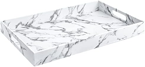 Modern Elegant 17.5"x12" Rectangle White Marb...