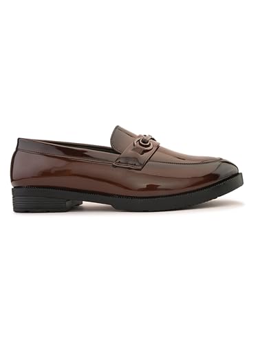 Image of STANPHORD Mens Loafers Textured Formal Slipon Loafers with Metal Accent for Party & Formal Occasion