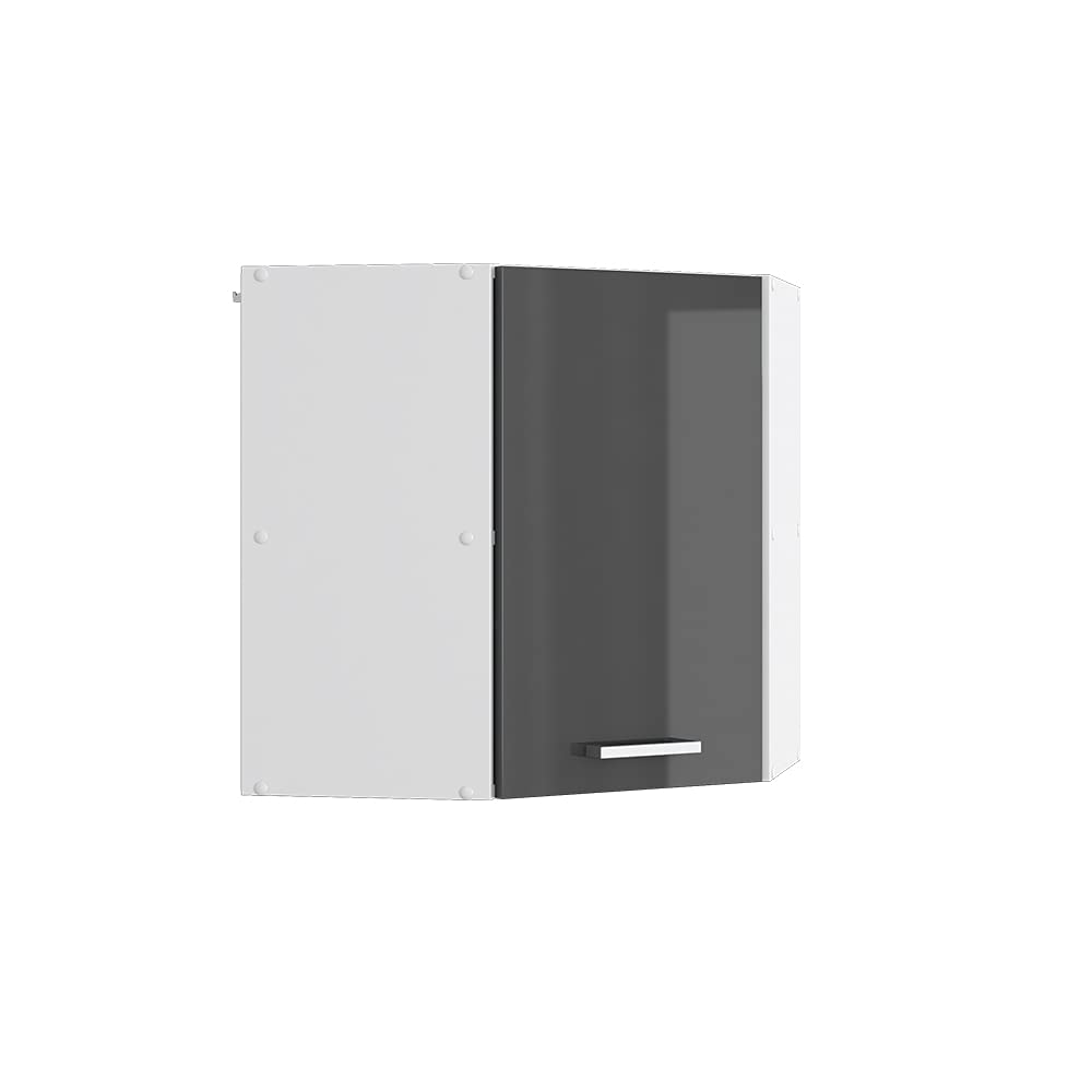 Vicco Corner wall cabinet Raul, Anthracite high gloss, 57 cm, for flexible combination within modular kitchen systems