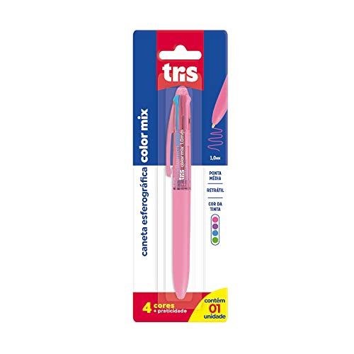 Caneta Esferográfica 4 Cores Color Mix Fashion 1.0 mm - Cartela 1 Unidade - Tris