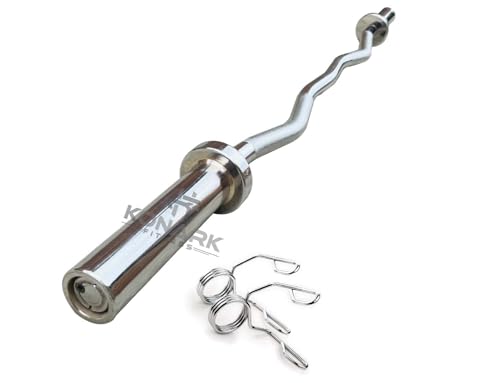 Image of Konark Fitness 4 Feet Curling /EZ Olympic Barbell /Rod Heavy Weight Lifting Training Knurled Grip for Gym Workout (28 mm Internal Dia AND 50mm Outer Dia) Two Springs Collar (4 Feet Curling /EZ)