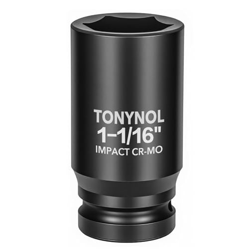 TONYNOL 3/4" Inch Drive Deep Impact Socket,6-Point,Sae Size 1-1/16"",80mmL,CR-MO,Heavy-Duty Automotive & Industrial Repair