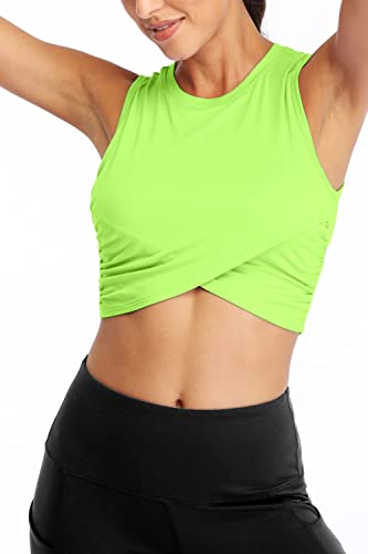 Image of Yoga Crop Tops Dance Tops Fitted Workout Crop Tops Yoga Tank Tops Athletic Sports Shirts for Women