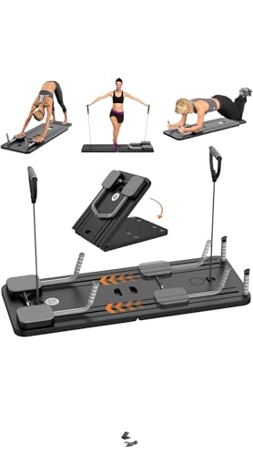 Appareil Pilates Réformateur 5-en-1 avec Compteur LED – Rouleau à Rebond Automatique et Planche d’Exercice Multifonction pour Entraînement à Domicile (Noir)