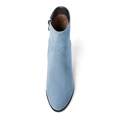 Mettesally Womens Ankle Boots Round Toe Chunky Block High Heels Slip On Side Zipper Boots Closed Toe Office Boots Shoes3