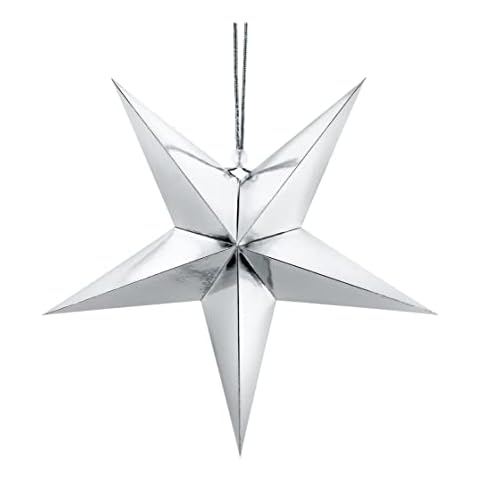 Decorative star paper star Christmas star made of cardboard decoration Christmas 3D star Christmas decoration folding star DIY star silver 70 cm Cover