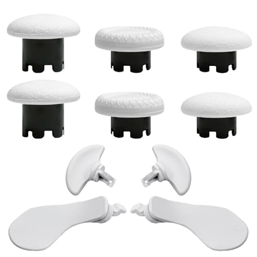 Image of 10-in-1 Metal Thumbsticks Replacement for PS5 Dualsense Edge Controller,4 Metallic Back Paddles Triggers Buttons Repair Parts for PS5 Edge Controller with 6 Analog Joysticks(White)