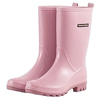 planone Botas de chuva de cano médio para mulheres, sapatos de jardim impermeáveis, botas de chuva antiderrapantes para mulheres, palmilhas confortáveis, sapatos de chuva leves e elegantes sapatos de trabalho ao ar livre, Rosa claro, 10