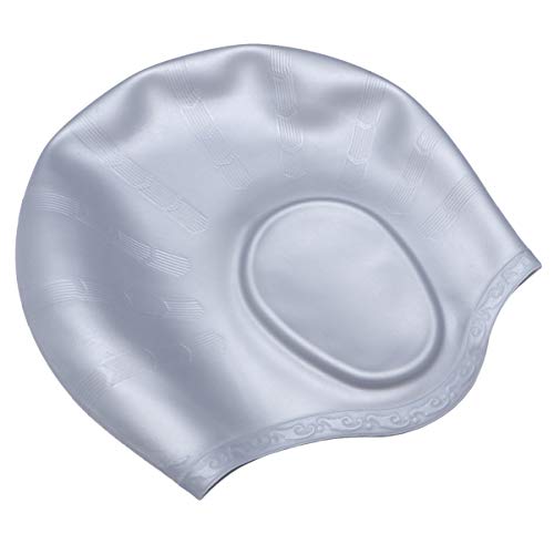 BESPORTBLE Touca de natação de silicone para cabelo longo à prova d'água para mulheres e homens, cr