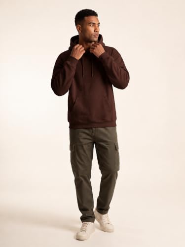 Image of JMIERR Mens Fleece Lined Oversized Hoodie Pullover Sweatshirts | Fall Winter Cozy fleece-lined pullover, adjustable drawstring hood, kangaroo pocket, regular fit, machine wash