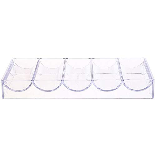 POFET 5 Stück Acryl Poker Chips Tablett 100 Chips Aufbewahrungskoffer für Party Home Casino Spiel 20,5 x 7,8 x 2,8 cm ohne Abdeckung