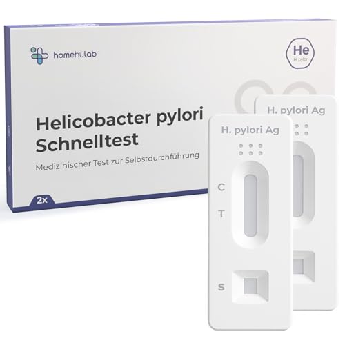 Homehulab 2x Helicobacter Pylori Schnelltest für zuhause, einfacher Antigen Stuhltest bei Magen Beschwerden wie Sodbrennen oder Gastritis als Selbsttest anwendbar (2x Test)