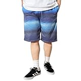 バレッタ 総柄 プリント ミニ裏毛 スウェット ショートパンツ メンズ ユニセックス 男女兼用 L 段染めBLUE