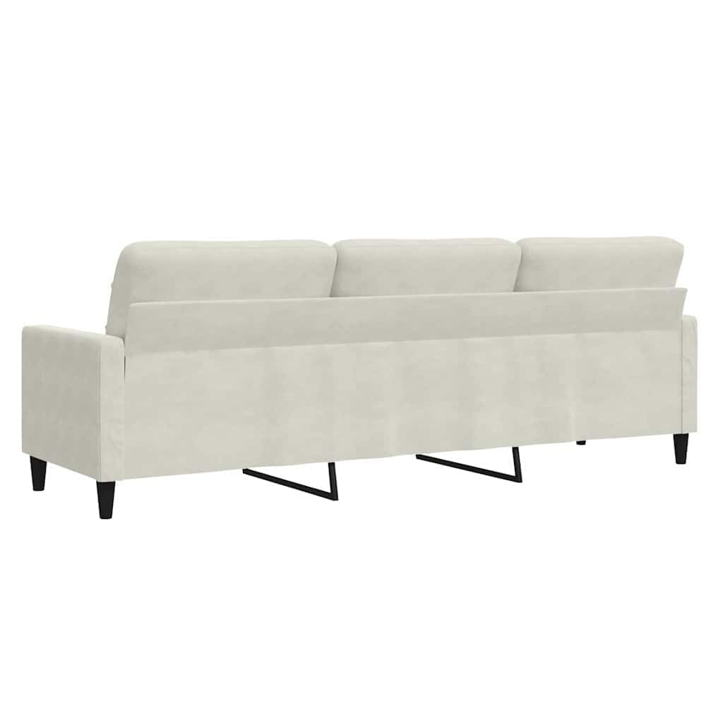 Sofa 3-osobowa, kremowa, 210 cm, aksamitny materiał z metalowym stelażem, wygodna tapicerka do salonu, miękki welurowy sofa o stabilnej konstrukcji i nowoczesnym wzornictwie
