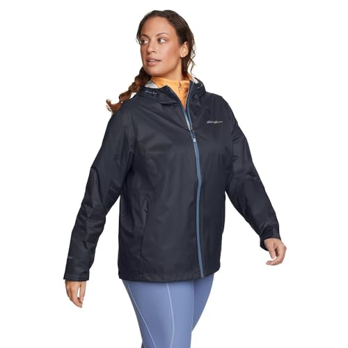 Eddie Bauer Women's Cloud Cap Waterproof Packable Hooded Rain Jacket, Waterproof, Storm, X-Large