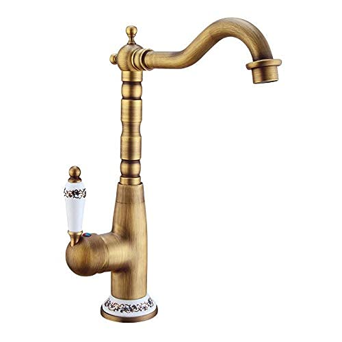 Mélangeur d'eau chaude antique en cuivre pour évier de cuisine