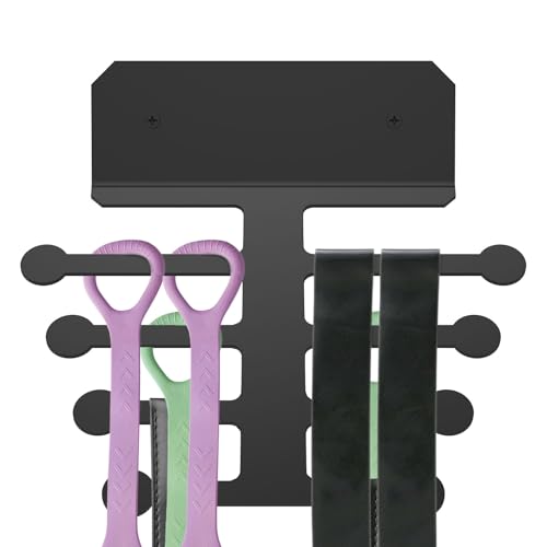 Resistance Band Rack, Wall Mount Resistance Band Storage Hanger, Metal Fitness Belt Rack, Gym Equipment Organizer, Multipurpose Pull Up Bands Storage Rack for Home Gym Jump Ropes