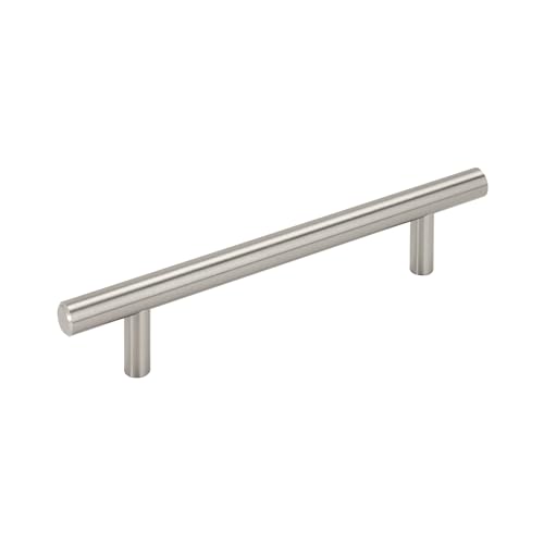 Image of Amerock 10 Pack 5-1 /16 inch Bar Pulls Satin Nickel Drawer Pull | 5-1 /16 inch (128mm) Center-to-Center Mounting Distance and 7-3 /8 inches Overall Length, Durable Carbon Steel Cabinet Hardware