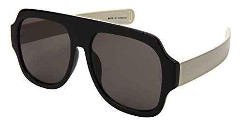 Edge I-Wear Square Sunglasses for Women Men Aviator Sunglasses Flat Top 541095-KGM-1(BLK+WHT.sd)