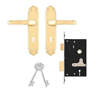 Godrej Mortise Door Lock Handle Set | 200mm Decor | 6-Lever Locking Mechanism | Reversible Latchbolt | Suitable for Left & Right Handed Doors (Brass Finish)