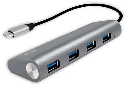 LogiLink UA0309 hub USB 3.1 per PC/laptop, 4 porte Alloggiamento in alluminio Argento