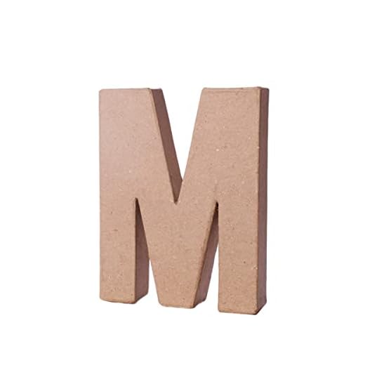 INNSPIRO Letra M papel maché con volumen alt. 10cm. grosor 1,7cm., manualidades, actividades creativas y regalos, para personalizar y decorar.