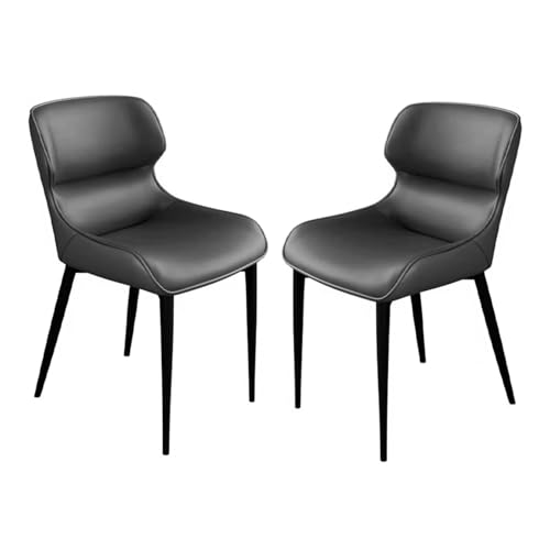 Juego de 2 sillas de comedor tapizadas, sillas modernas de cuero con patas de acero al carbono, elegantes y simples para cocina, oficina y sala de estar (negro, pequeño)