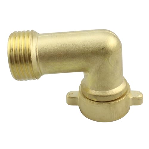 Image of RV City Water Fill Inlet Flange Brass with Hose Elbow Check Valve, Water Inlet for Camper RV Trailer Motorhome Marine,White Hookup Connector Check Valve