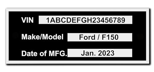 Custom Engraved Outdoor VIN Tag Vehicle Identification Number Cars Trucks