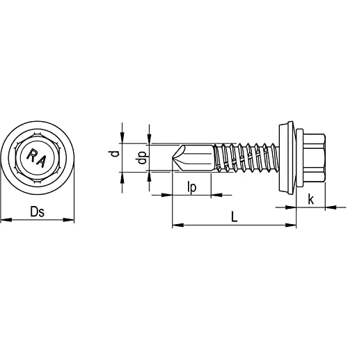 Refabo Self-Tapping Screws RP-K Plus Drilling Screws 5.5 x 25 mm with Hex Head and E16 Seal, Clamping Range 1-7 mm - Image 4