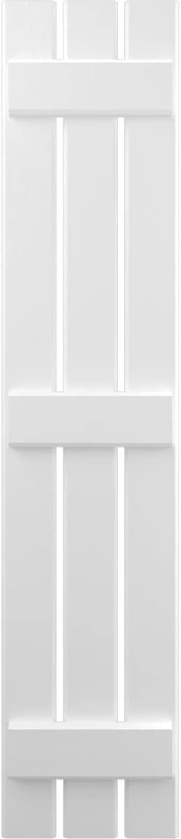 Ekena Millwork ARW401SB311X81WHH Americraft Three 3 Exterior Real Wood Spaced Board-n-Batten Shutters (Per Pair), White