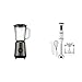 BLACK+DECKER BXJB800E - Blender mixeur 800W, bol en verre de 1.5L, 3 vitesses & BXHBA600E - Mixeur plongeant multifonction 3 en 1 600W, 20 vitesses + Turbo, anti-éclaboussures, verre doseur, blanc