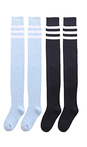 Chaussettes hautes à rayures en coton CutiePlusU pour un style casual ou cocooning