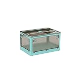 YAKINO【收纳箱 折叠】带盖 三个方向取出 衣物 被褥 小物件 带脚轮 时尚 组装简单 多功能 防尘 防霉 防潮 无异味 透明 承重 大容量 家用 车用 多个尺寸 各种颜色 (蓝,超大)