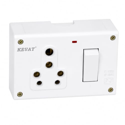 Image of 16A Combined Box with Universal Socket & LED Indicator | Heavy Duty Power Socket | ISI Marked | Heat Resistant | For Geyser, AC, Microwave & Heavy Appliances