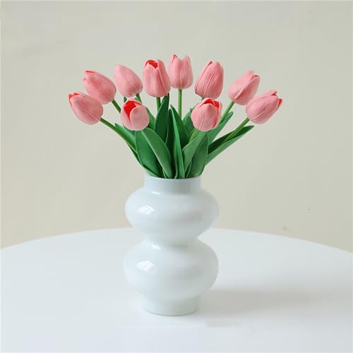 JSPYFITS 花瓶 ガラス ダブルボール 高さ18cm 一輪挿し おしゃれ がびん ガラスベース 花器 水栽培 花びん 生け花 造花 贈り物 玄関、部屋、窓辺に(ホワイト)