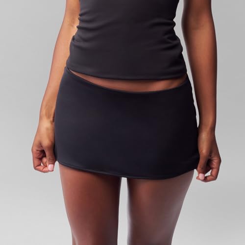 Faretumiya Solid Bodycon Mini Skirt for Women Low Waist Stretch Pencil Short Skirts Slim Fit Office Skirt Streetwear2