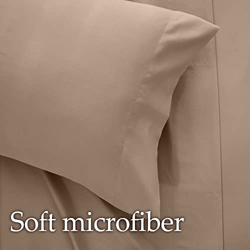 Lalaloom Velvet Throw Pillow Covers Set Of 2 And Bed Sheets 4 Piece Set, Throw Pillowcases Size 16X16 In Taupe, Bed Sheet Size Queen In Taupe, Breathable Microfiber, 2 Item Bundle #TOP5