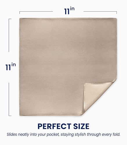 Image of Selected Hanky 100% Pure Silk Pocket Square for Men | 100% Mulberry Silk with hand-rolled edges; pairs with a suit, blazer, or tuxedo for weddings, formal events, and daily wear.