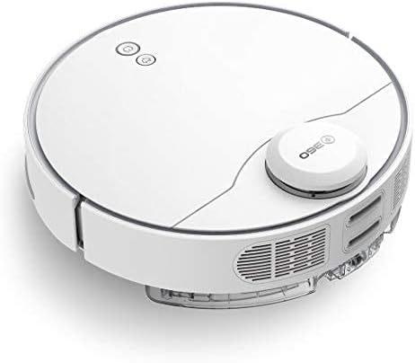 lateral view of 360 S9 Robot Vacuum showing dustbin and side brush