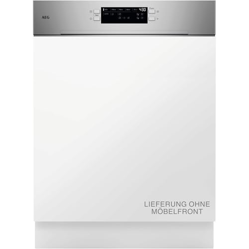 AEG Teilintegrierter 6000 Geschirrspüler, 60cm Spülmaschine, kraftvolle Reinigung mit 3x besserer Sprühabdeckung & viel Platz, 44dB, Besteckschublade, 14 MG, QuickLift, Wasserstopp, GT620B2SCM