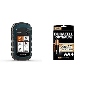 Garmin eTrex 22x Robust, Waterproof GPS Outdoor Sat Nav + Duracell Optimum AA Mignon Alkaline Batteries, 1.5 V LR6 MX1500, Pack of 4