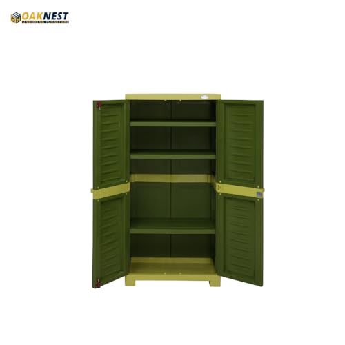 Image of Oaknest Supreme Fusion-02 Plastic Storage Cabinet | Compact & Multipurpose Storage Solution | Waterproof, Durable & Lightweight | Ideal for Home, Office & Garage | Green and Yellow
