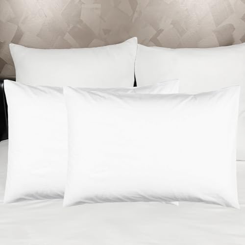 Set of 2 Luxton Standard Size Pillowcases Solid Plain White Pillowcases (Standard Size 48x73cm, White)