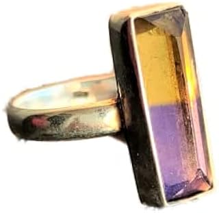 Ametrine Ring, Rectangle Stone Ring, Purple & Yellow Stone Ring, Women Gift Ring, Amethyst Or Citrine Combination Lab Stone Ring, Beautiful Ring, Ametrine Jewelry, Trending Ring, Promise Ring, Valentine's day gifts