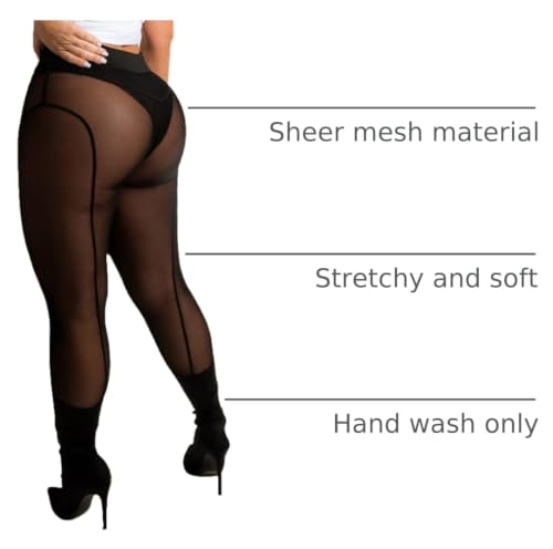 Image of Women's Sexy See Through Sheer Mesh Pants Leggings High Waist Casual Sweatpants Tights
