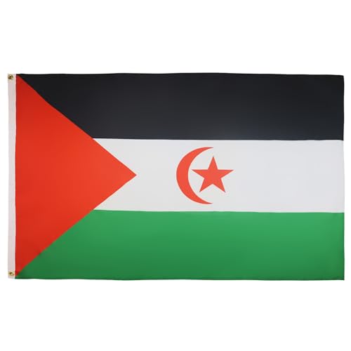 AZ FLAG - Bandera Sahara Occidental - 90x60 cm - Bandera República Árabe Saharaui Democrática 100% Poliéster Con Ojales de Metal integrados - 50g - Colores Vivos Y Resistente A La Decoloración