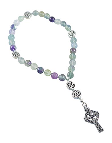 Kit Johnson Designs Anglican Rosary Beads, Fluorite, Celtic Cross, Prayer Bag, Instruction Booklet