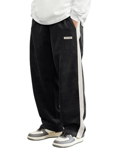 Mens Corduroy Pants Y2K Wide Leg Pleated Pants Casual Straight Leg Pleated Dress Pant